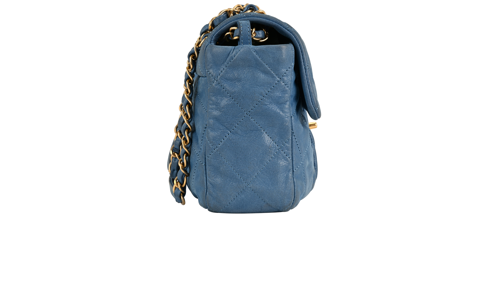 Single Flap, &pound;2,500, Handbags, Blue, Leather, Side view